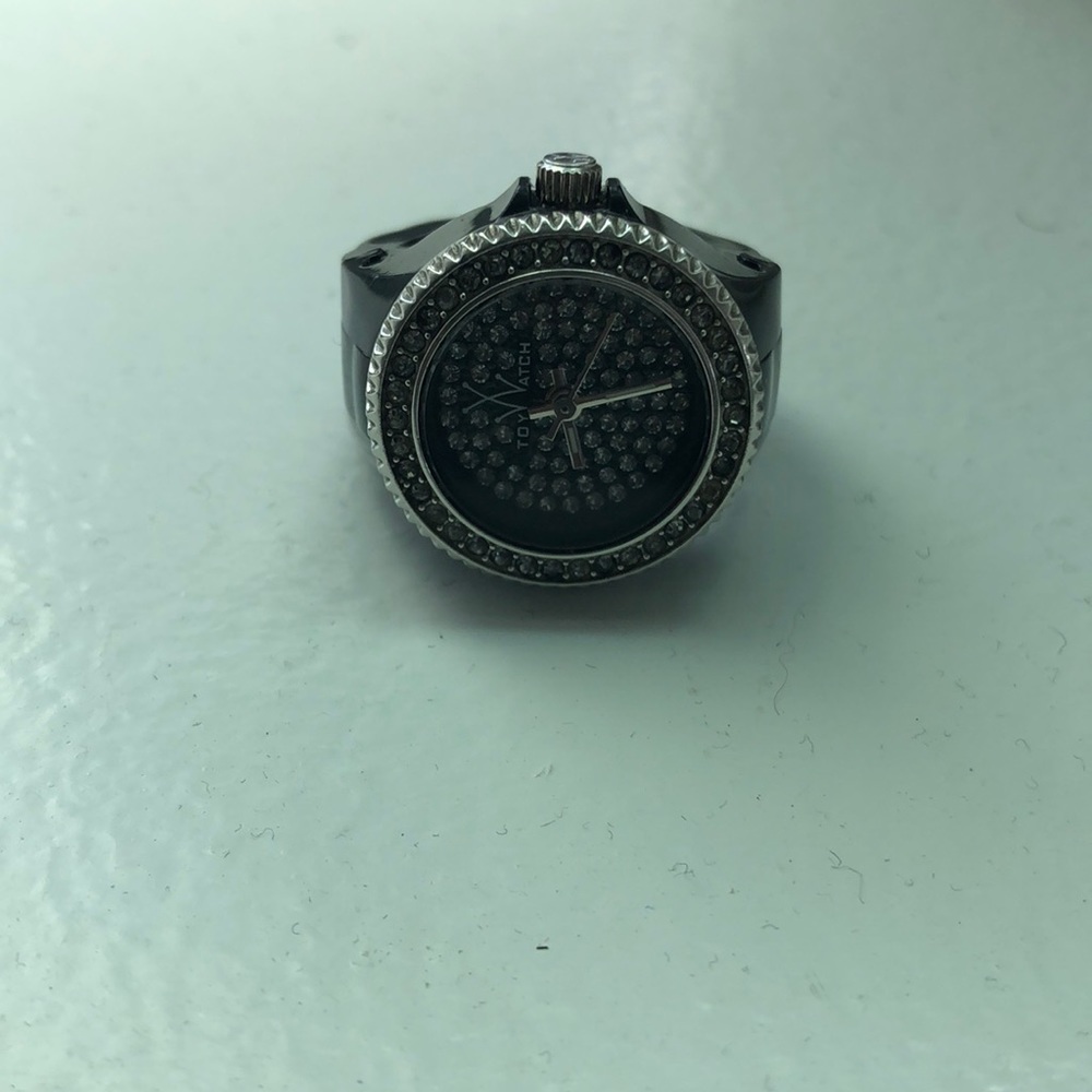 Toywatch Blk Plasteramic Swarovski Watch-Ring Med
